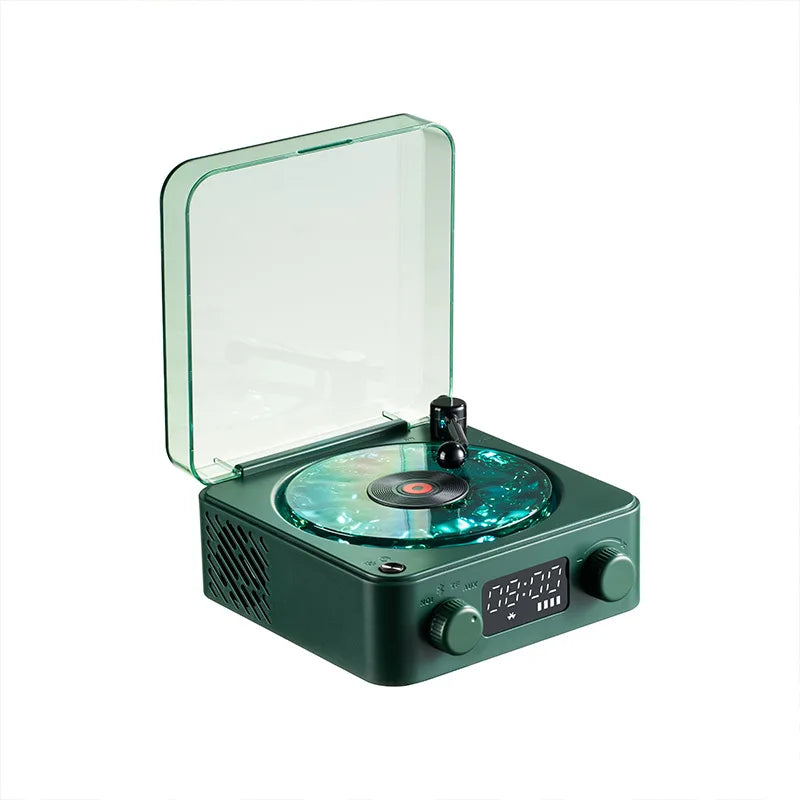 RGB Rhythm Light Waves Vinyl Player BT Speaker with White Noise Retro Turntable Speaker Sleep Aid Vitrola Shaped Speaker