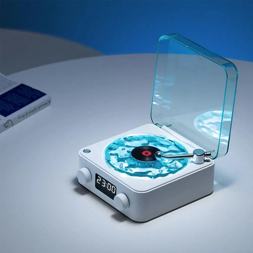 Retro Turntable Speaker With White Noise Wireless Bluetooth Vinyl Record Player Stereo Sound RGB Projection Lamp Effect ﻿