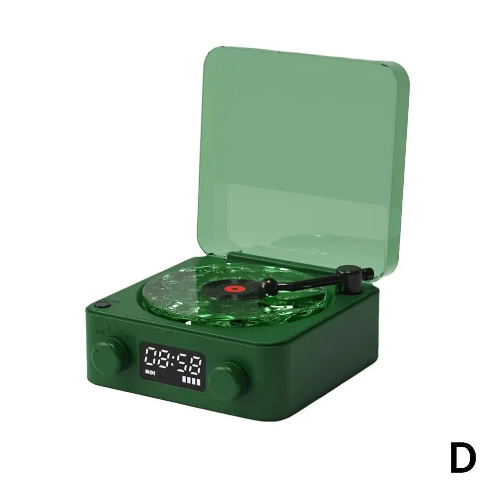 Retro Turntable Speaker With White Noise Wireless Bluetooth Vinyl Record Player Stereo Sound RGB Projection Lamp Effect ﻿