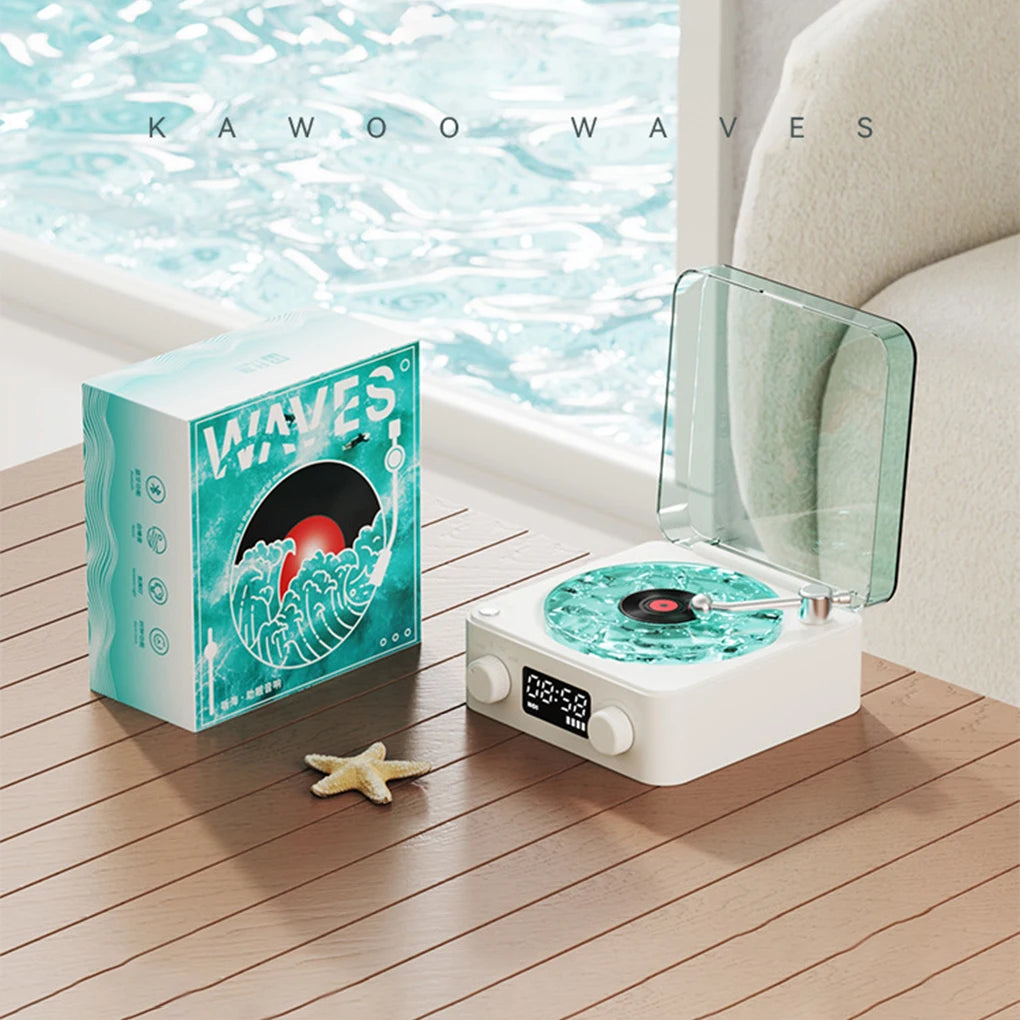 Vinyl Player Bluetooth Speaker with White Noise Retro Turntable Speaker Sleep Aid Speaker with RGB Light