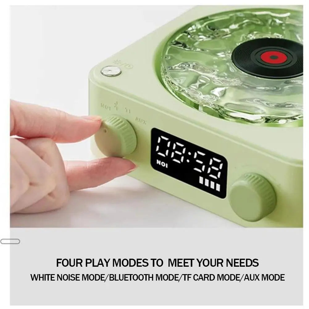 Retro Turntable Speaker With White Noise Wireless Bluetooth Vinyl Record Player Stereo Sound RGB Projection Lamp Effect ﻿