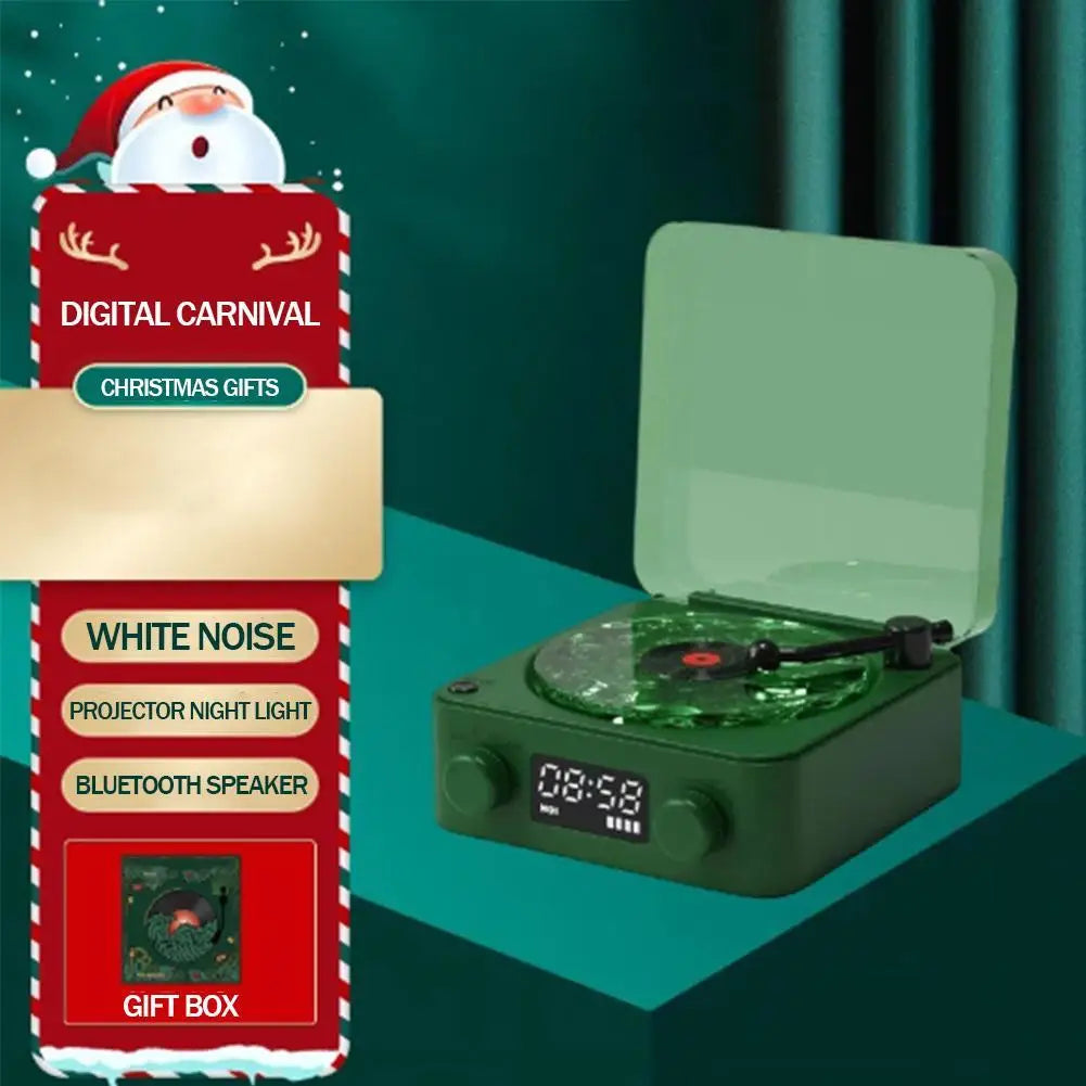 Retro Turntable Speaker With White Noise Wireless Bluetooth Vinyl Record Player Stereo Sound RGB Projection Lamp Effect ﻿