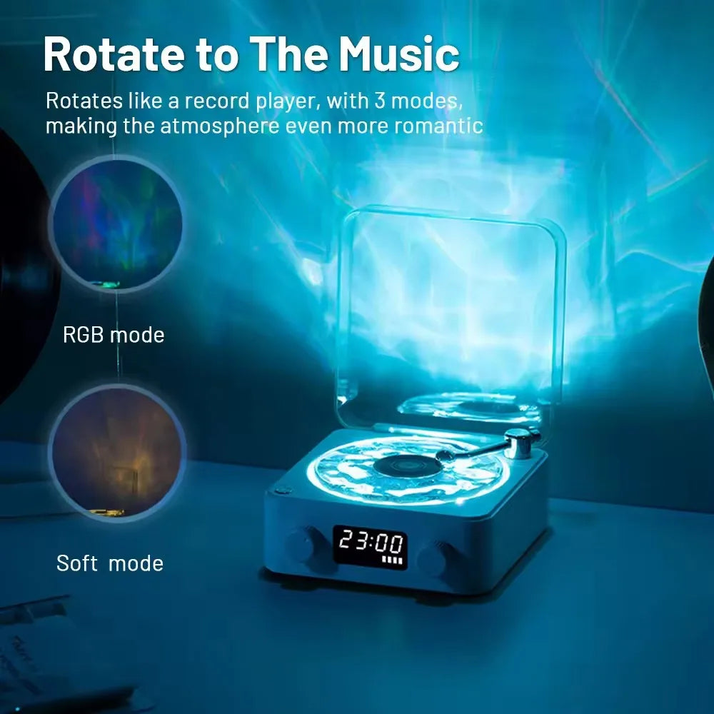 RGB Rhythm Light Waves Vinyl Player BT Speaker with White Noise Retro Turntable Speaker Sleep Aid Vitrola Shaped Speaker