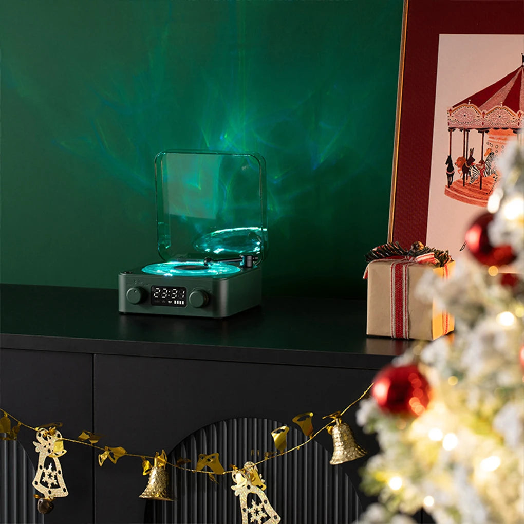 Vinyl Player Bluetooth Speaker with White Noise Retro Turntable Speaker Sleep Aid Speaker with RGB Light