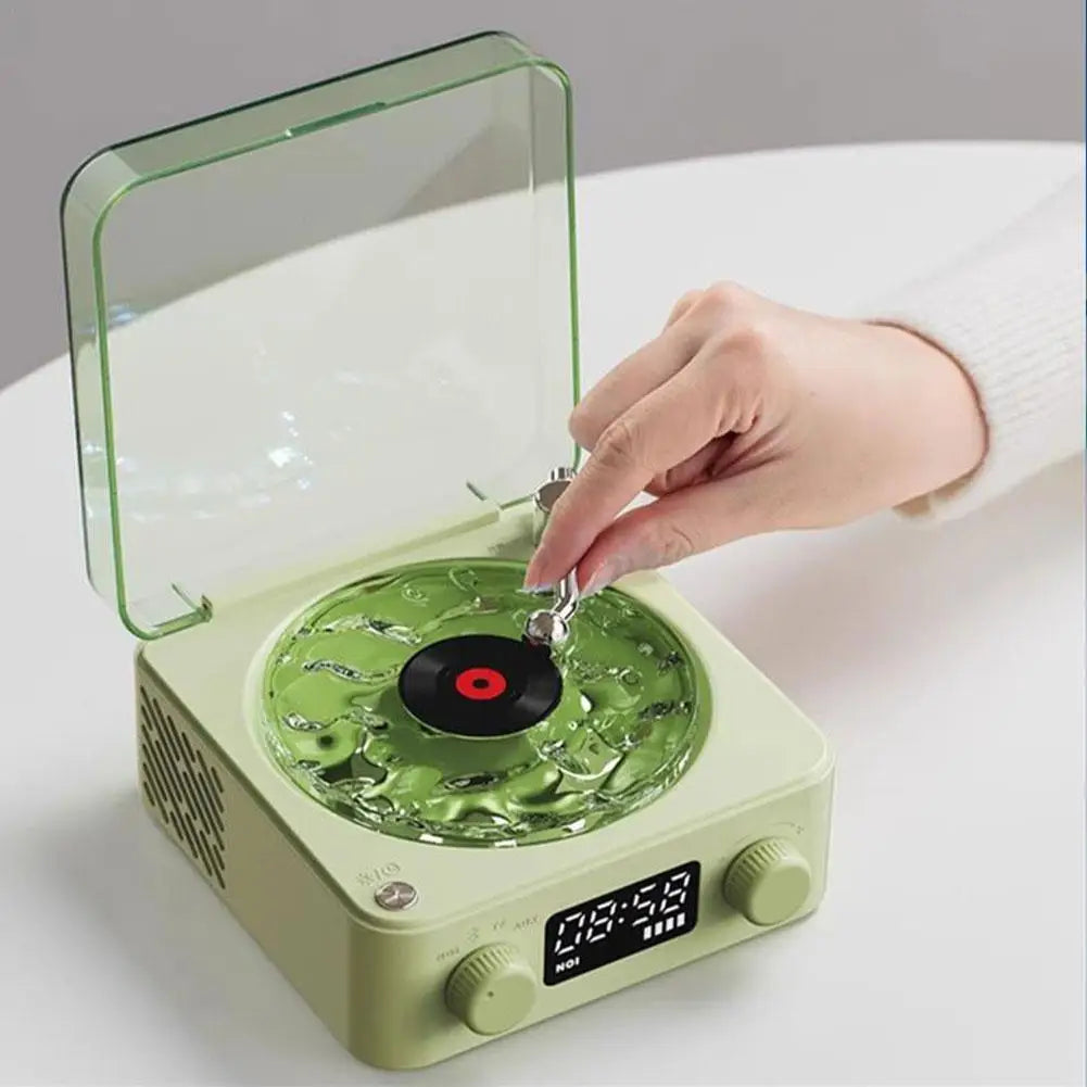 Retro Turntable Speaker With White Noise Wireless Bluetooth Vinyl Record Player Stereo Sound RGB Projection Lamp Effect ﻿
