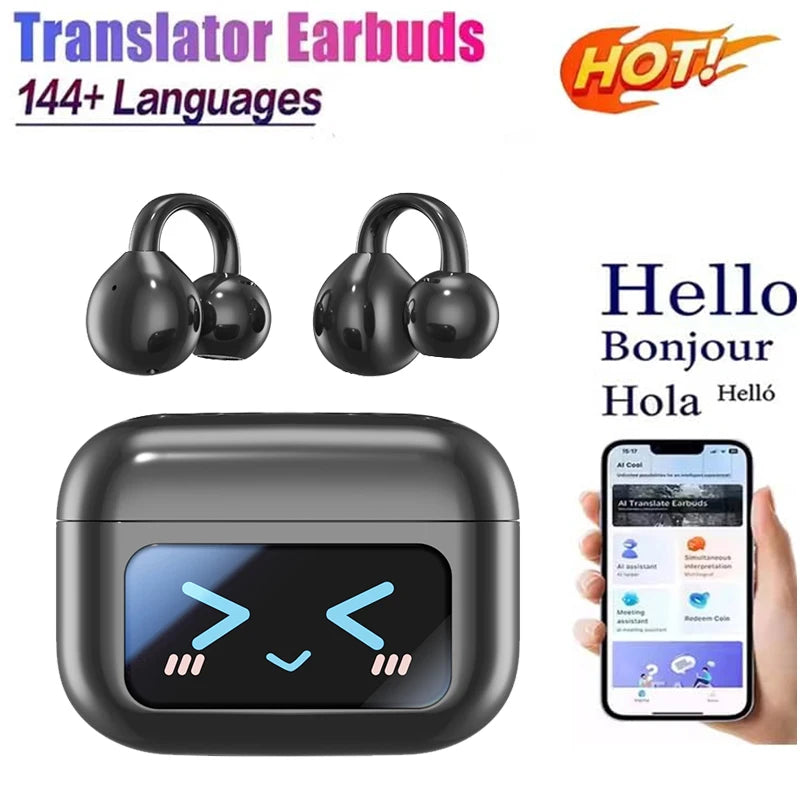 New AI BT Earphone Translation into 144 Languages Wireless Bluetooth Headphone Smart Voice Real Time Headset for Travel Work