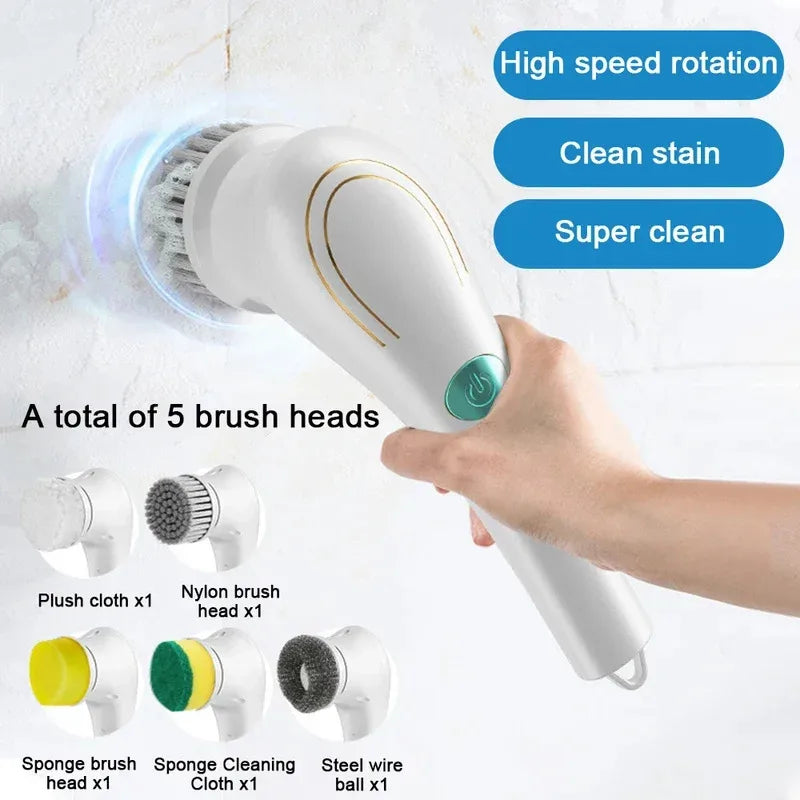 Five in One Multifunctional Electric Cleaning Brush for Bathroom Washing and Kitchen Cleaning Tools