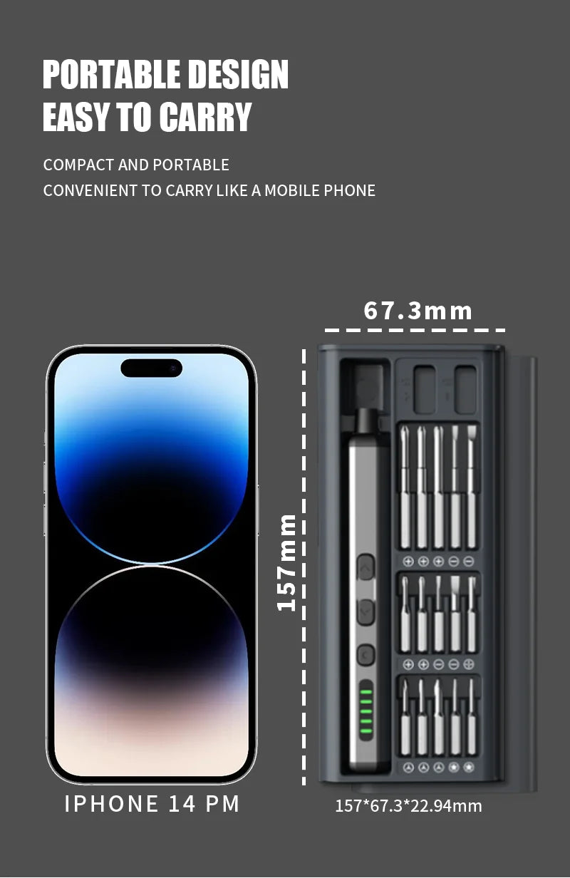 Mini Electric Screwdriver Set Magnetic Screwdriver with 30 Bits 5 Torque Settings Multi-Function Repair Power Tool Set Hand
