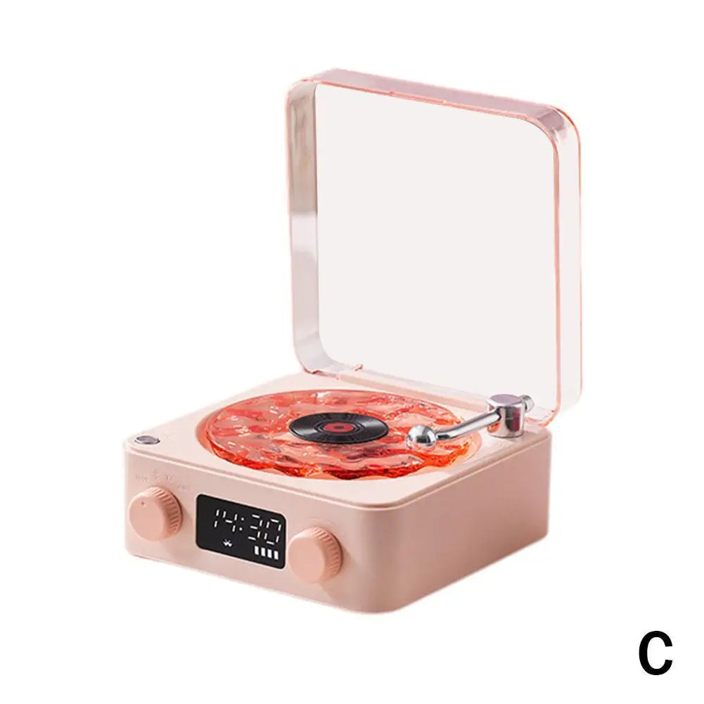 Retro Turntable Speaker With White Noise Wireless Bluetooth Vinyl Record Player Stereo Sound RGB Projection Lamp Effect ﻿