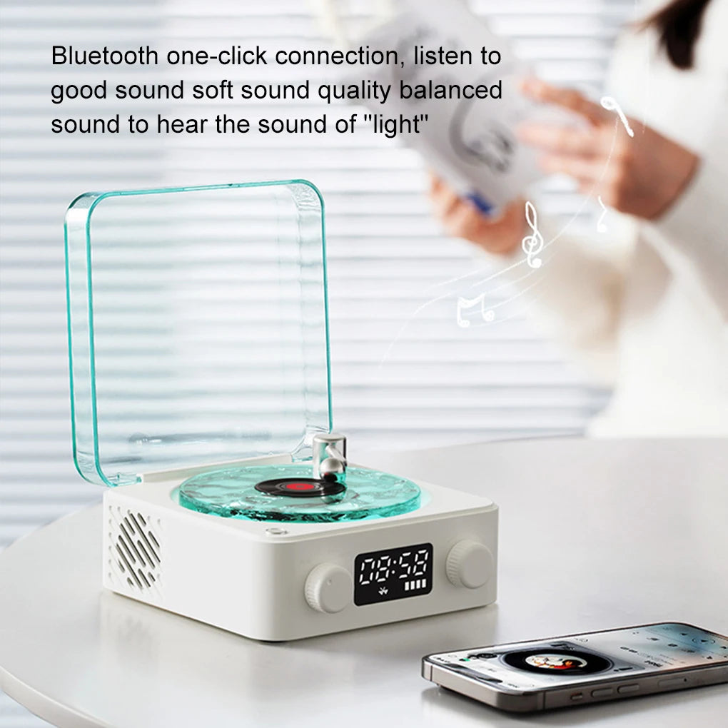 Vinyl Player Bluetooth Speaker with White Noise Retro Turntable Speaker Sleep Aid Speaker with RGB Light