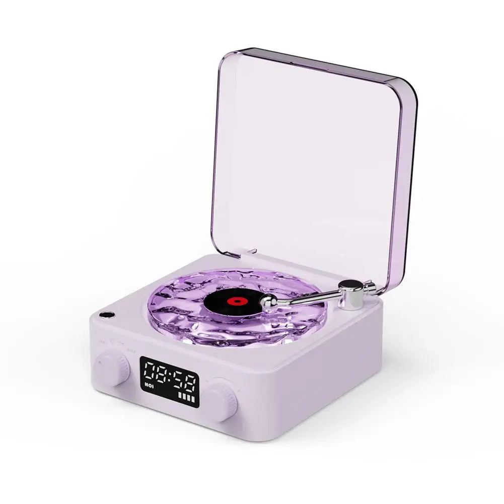 Retro Turntable Speaker With White Noise Wireless Bluetooth Vinyl Record Player Stereo Sound RGB Projection Lamp Effect ﻿
