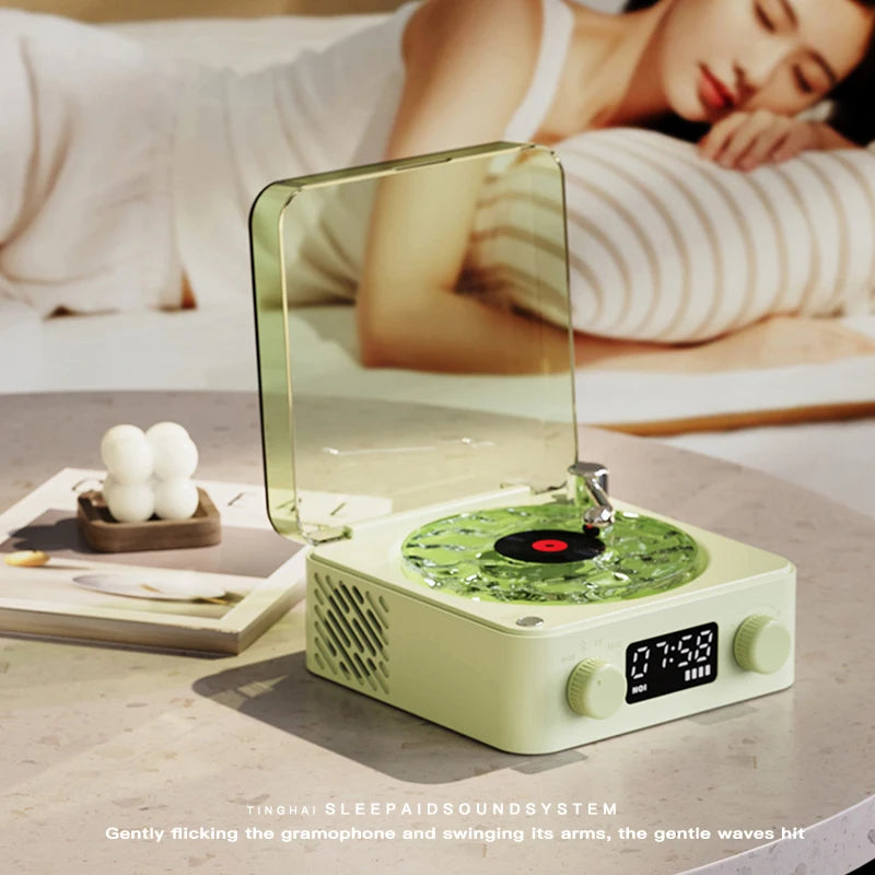 RGB Rhythm Light Waves Vinyl Player BT Speaker with White Noise Retro Turntable Speaker Sleep Aid Vitrola Shaped Speaker