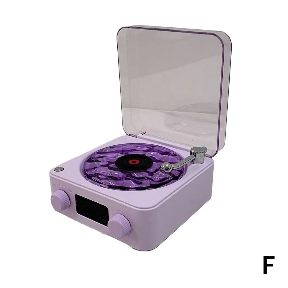 Retro Turntable Speaker With White Noise Wireless Bluetooth Vinyl Record Player Stereo Sound RGB Projection Lamp Effect ﻿