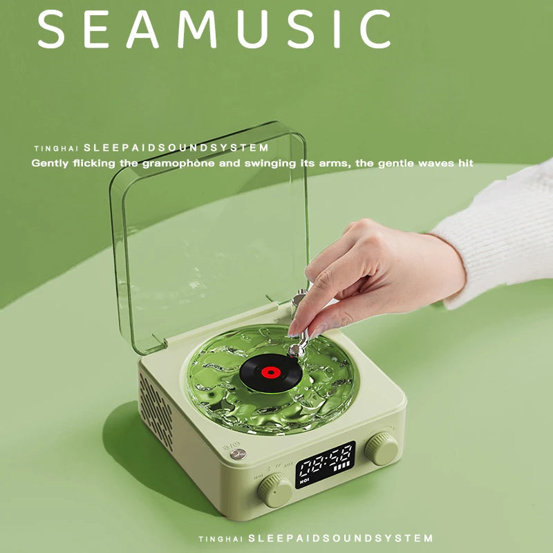 RGB Rhythm Light Waves Vinyl Player BT Speaker with White Noise Retro Turntable Speaker Sleep Aid Vitrola Shaped Speaker