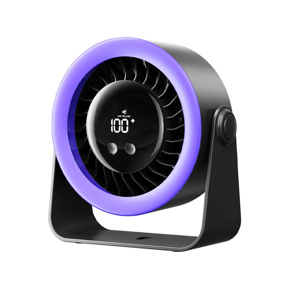 Mini Portable Desk Fan USB Table Fan Rotatable Hanging Wall Mount Fan With Digital Display Rechargeable Camping Desk Fan