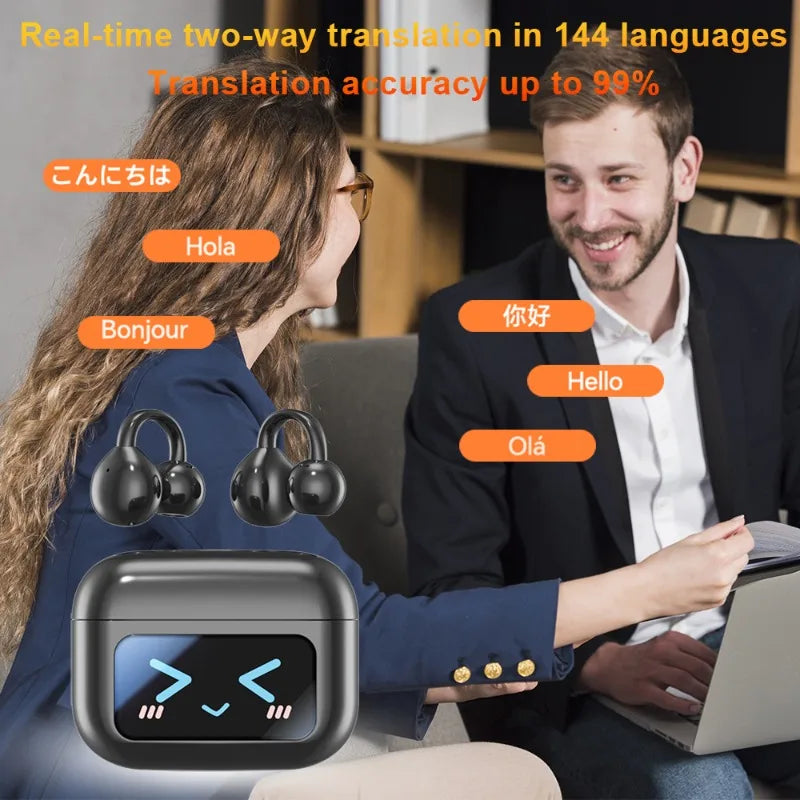 New AI BT Earphone Translation into 144 Languages Wireless Bluetooth Headphone Smart Voice Real Time Headset for Travel Work