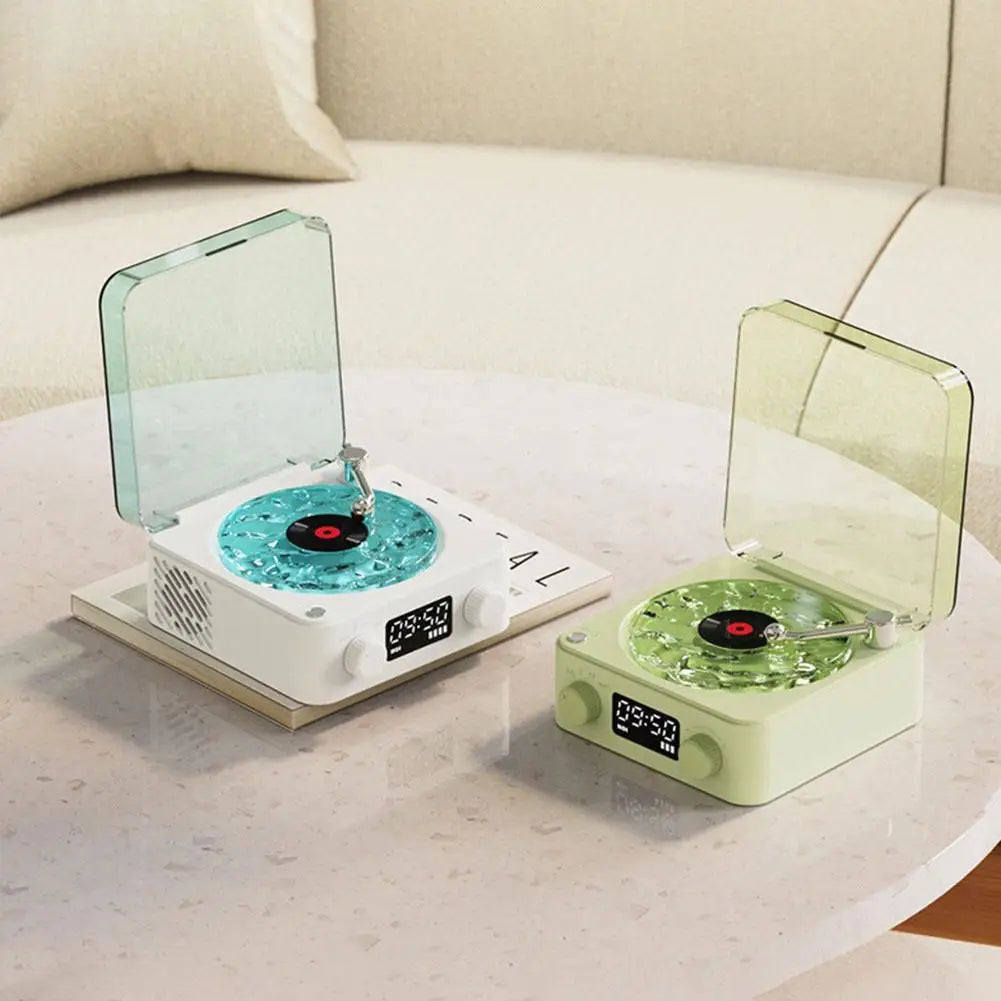 Retro Turntable Speaker With White Noise Wireless Bluetooth Vinyl Record Player Stereo Sound RGB Projection Lamp Effect ﻿