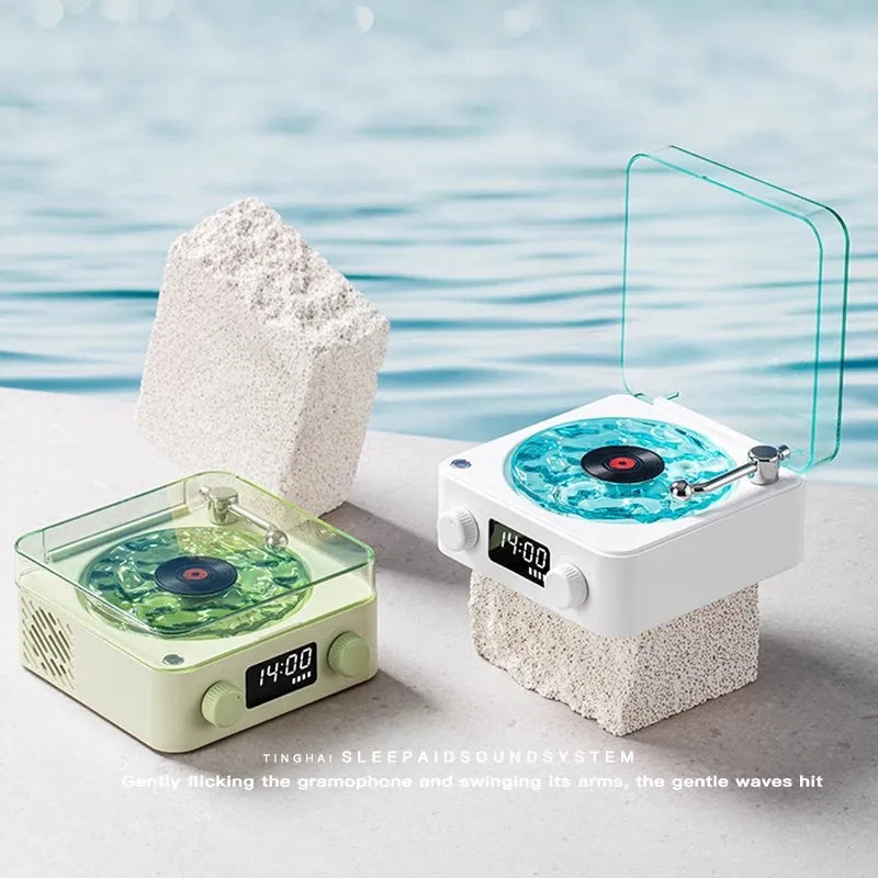 RGB Rhythm Light Waves Vinyl Player BT Speaker with White Noise Retro Turntable Speaker Sleep Aid Vitrola Shaped Speaker