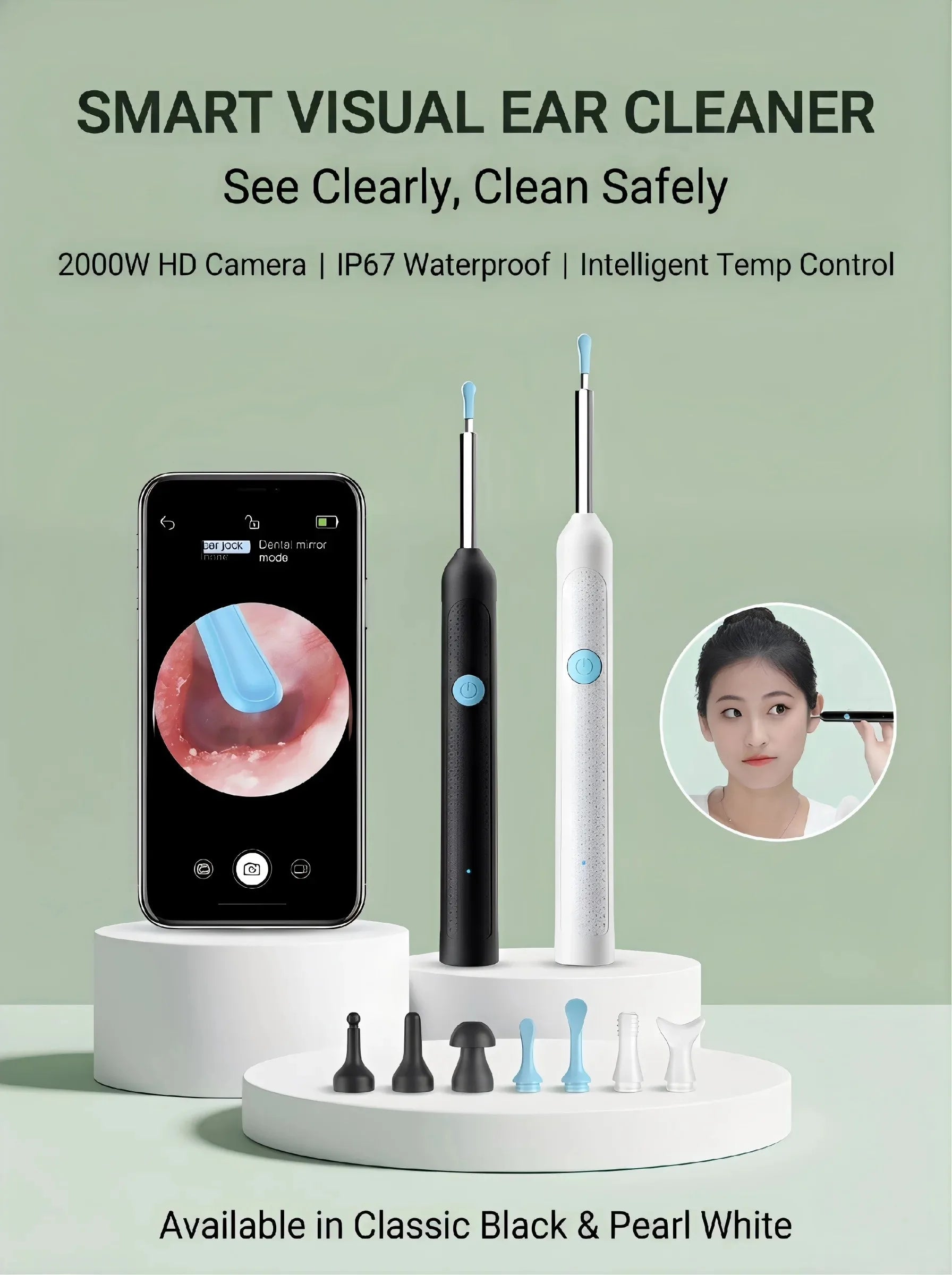 Wireless Visual Ear Cleaner with Camera Safe Ear Wax Removal Otoscope Kit with LED Light Silicone Tip Ear Cleaning Tool for Ho