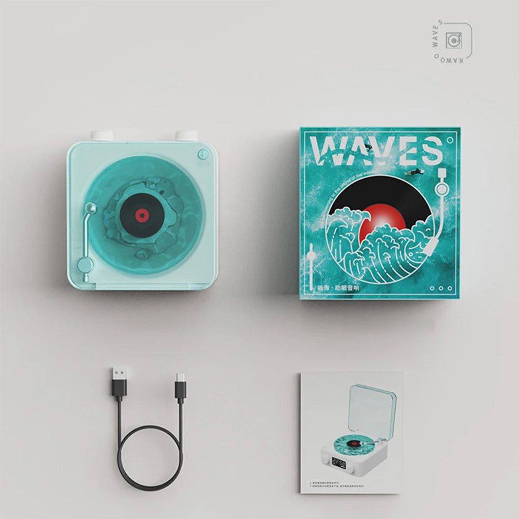 Vinyl Player Bluetooth Speaker with White Noise Retro Turntable Speaker Sleep Aid Speaker with RGB Light