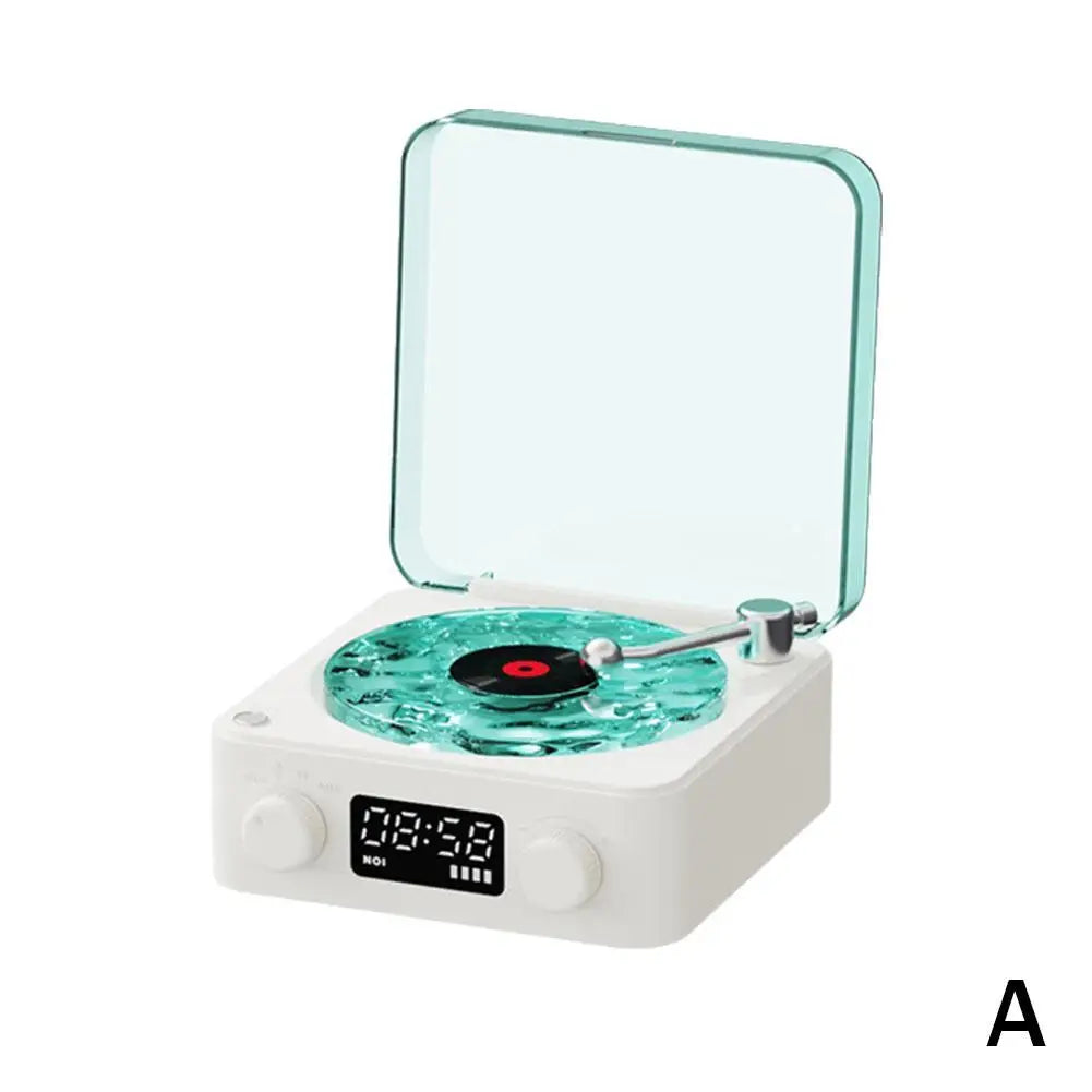 Retro Turntable Speaker With White Noise Wireless Bluetooth Vinyl Record Player Stereo Sound RGB Projection Lamp Effect ﻿