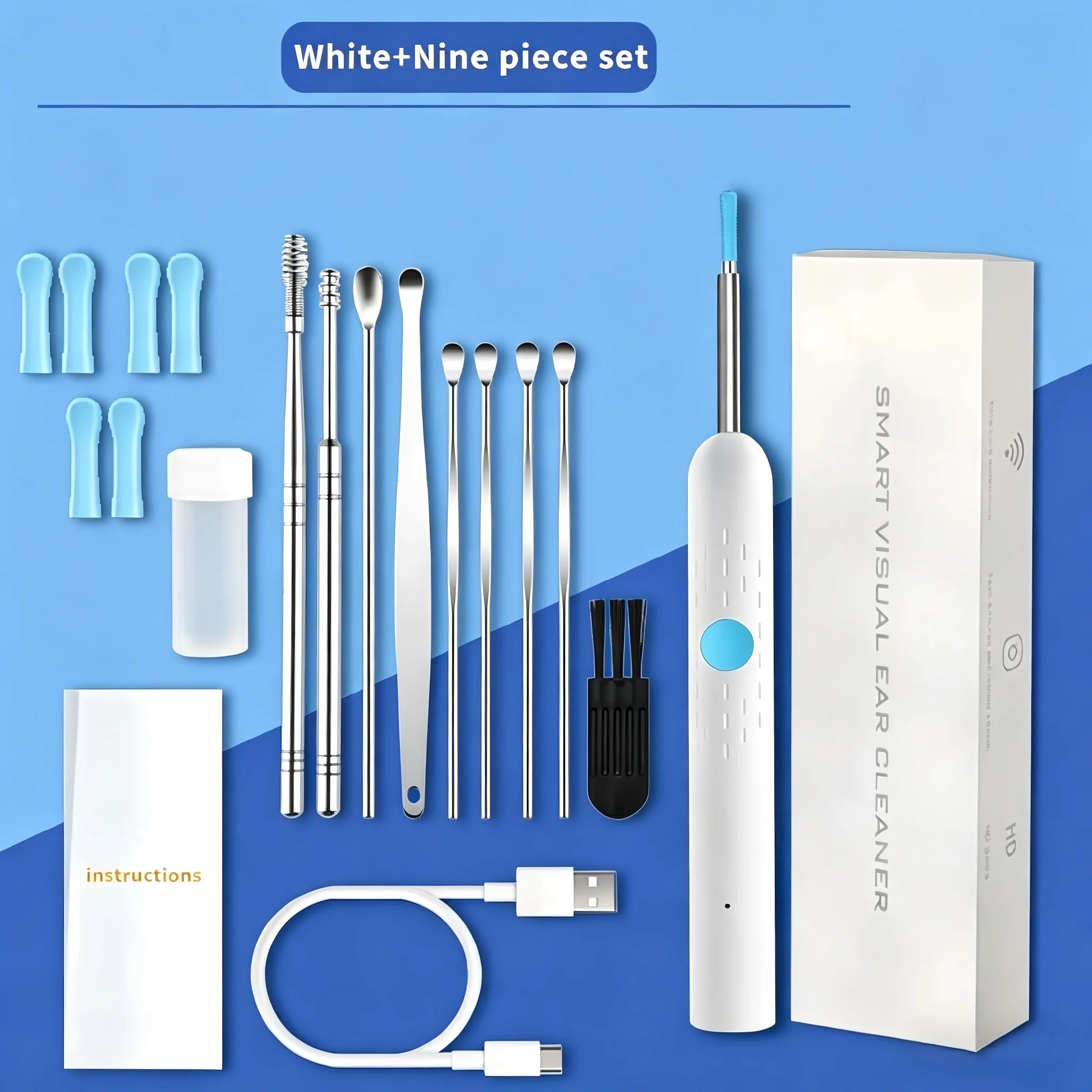 Wireless Visual Ear Cleaner with Camera Safe Ear Wax Removal Otoscope Kit with LED Light Silicone Tip Ear Cleaning Tool for Ho