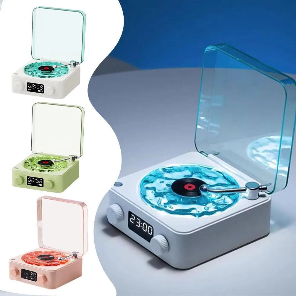Retro Turntable Speaker With White Noise Wireless Bluetooth Vinyl Record Player Stereo Sound RGB Projection Lamp Effect ﻿