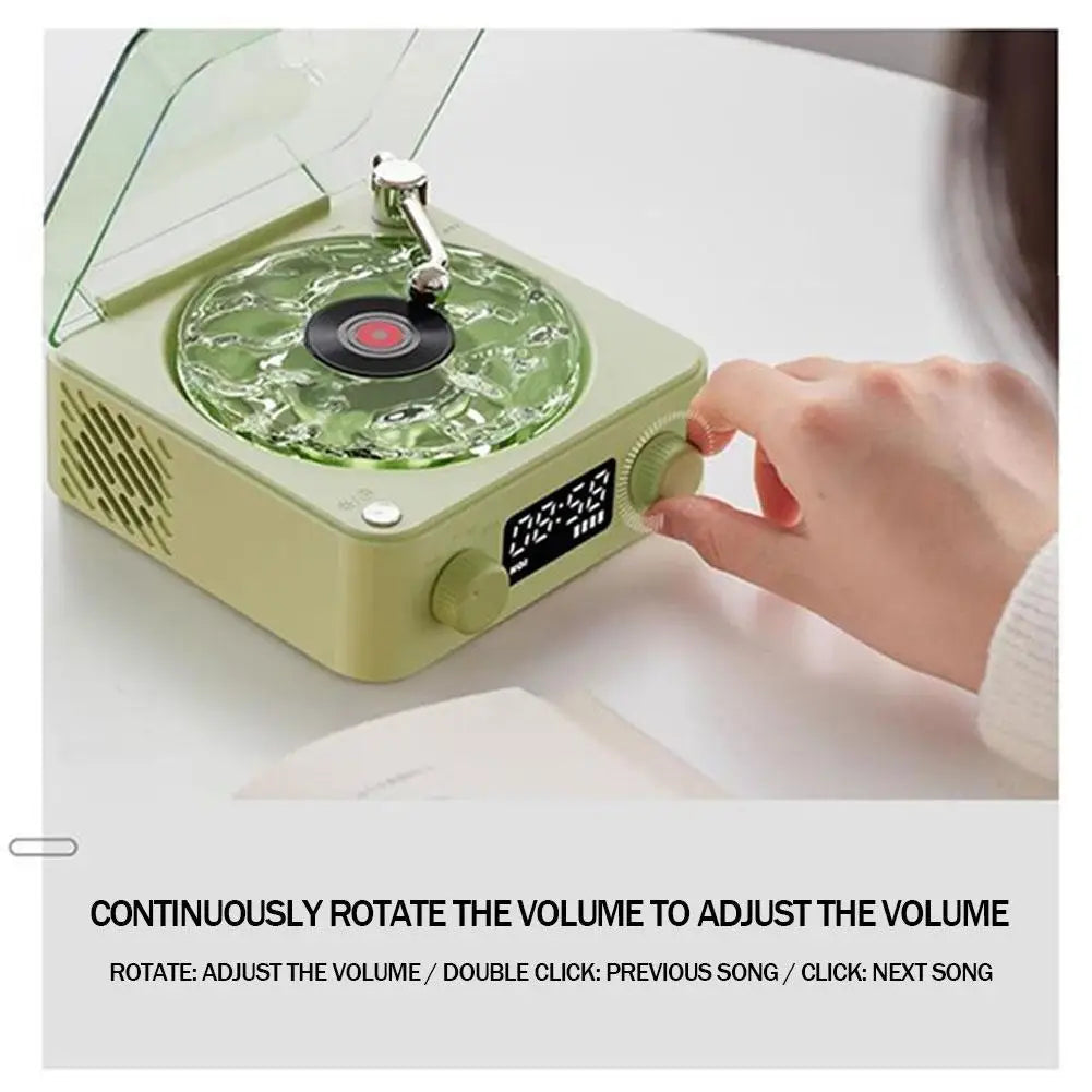 Retro Turntable Speaker With White Noise Wireless Bluetooth Vinyl Record Player Stereo Sound RGB Projection Lamp Effect ﻿