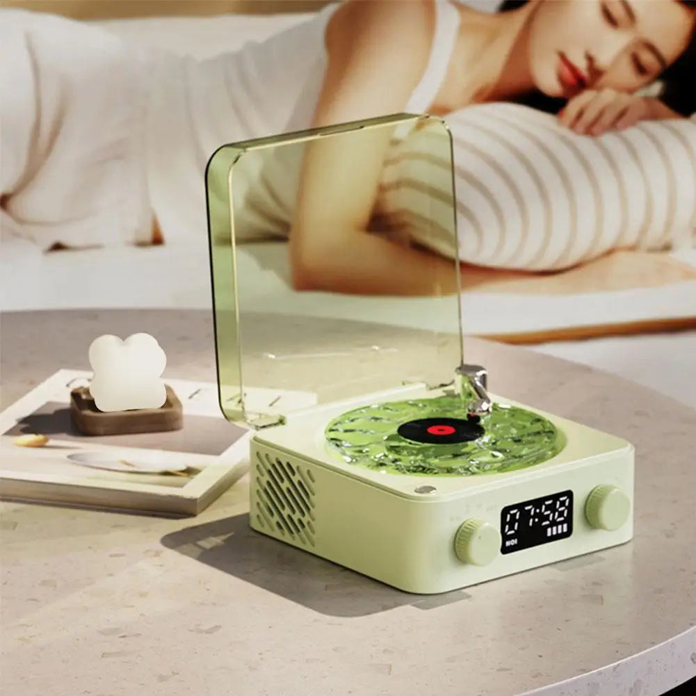 Retro Turntable Speaker With White Noise Wireless Bluetooth Vinyl Record Player Stereo Sound RGB Projection Lamp Effect ﻿