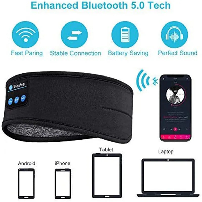 Bluetooth 5.0 Earphones Sports Sleeping Headband Elastic Wireless Headphone Music Eye Mask Wireless Bluetooth Headset Headband