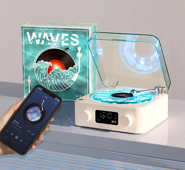 RGB Rhythm Light Waves Vinyl Player BT Speaker with White Noise Retro Turntable Speaker Sleep Aid Vitrola Shaped Speaker