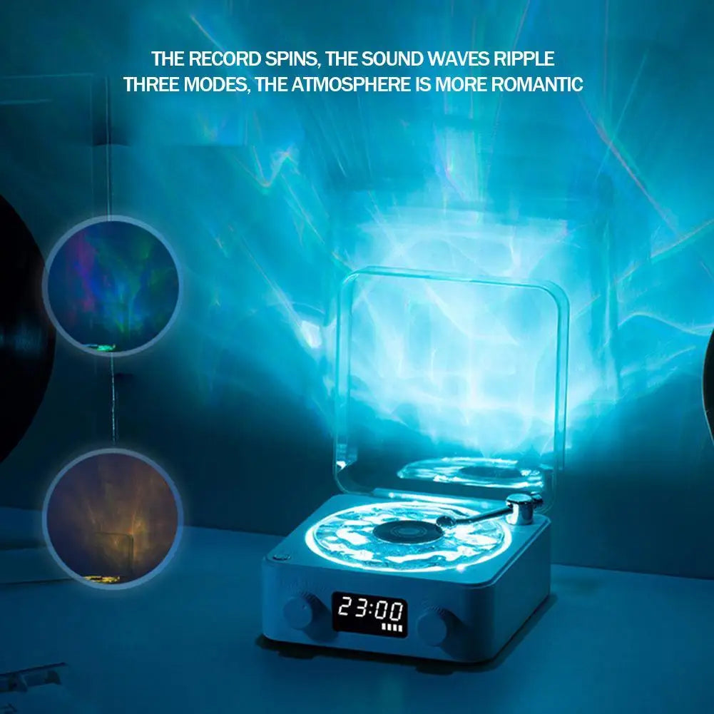 Retro Turntable Speaker With White Noise Wireless Bluetooth Vinyl Record Player Stereo Sound RGB Projection Lamp Effect ﻿