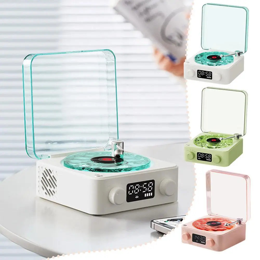 Retro Turntable Speaker With White Noise Wireless Bluetooth Vinyl Record Player Stereo Sound RGB Projection Lamp Effect ﻿