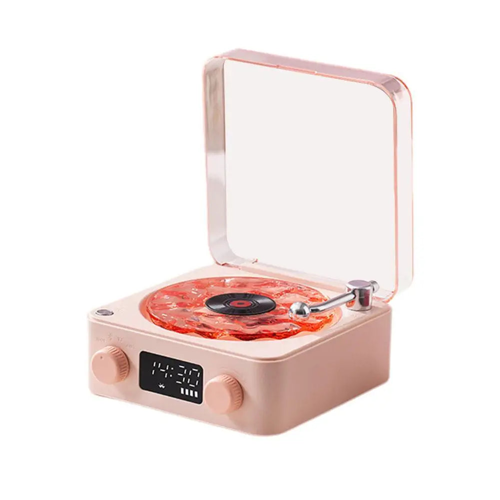 Retro Turntable Speaker With White Noise Wireless Bluetooth Vinyl Record Player Stereo Sound RGB Projection Lamp Effect ﻿