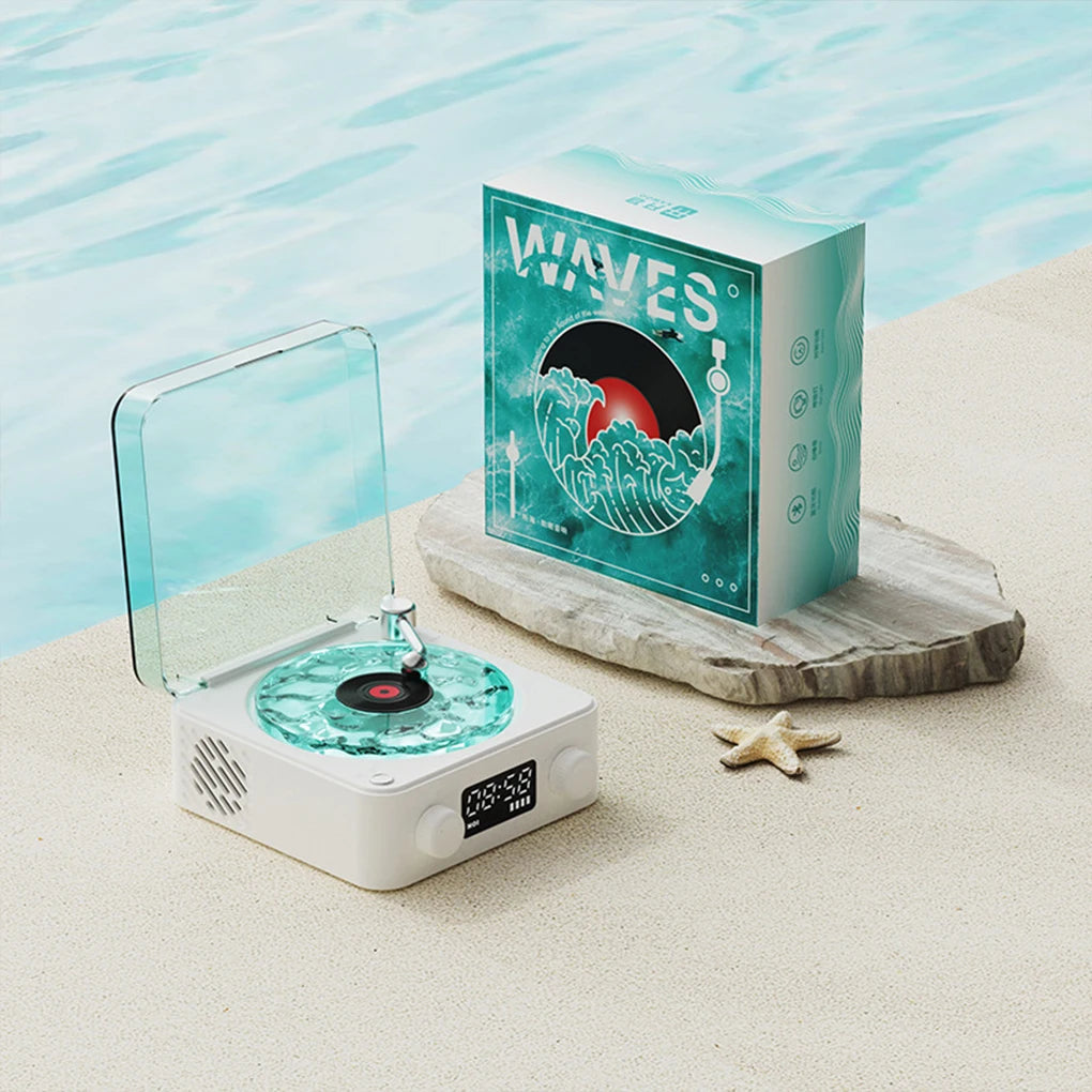 Vinyl Player Bluetooth Speaker with White Noise Retro Turntable Speaker Sleep Aid Speaker with RGB Light