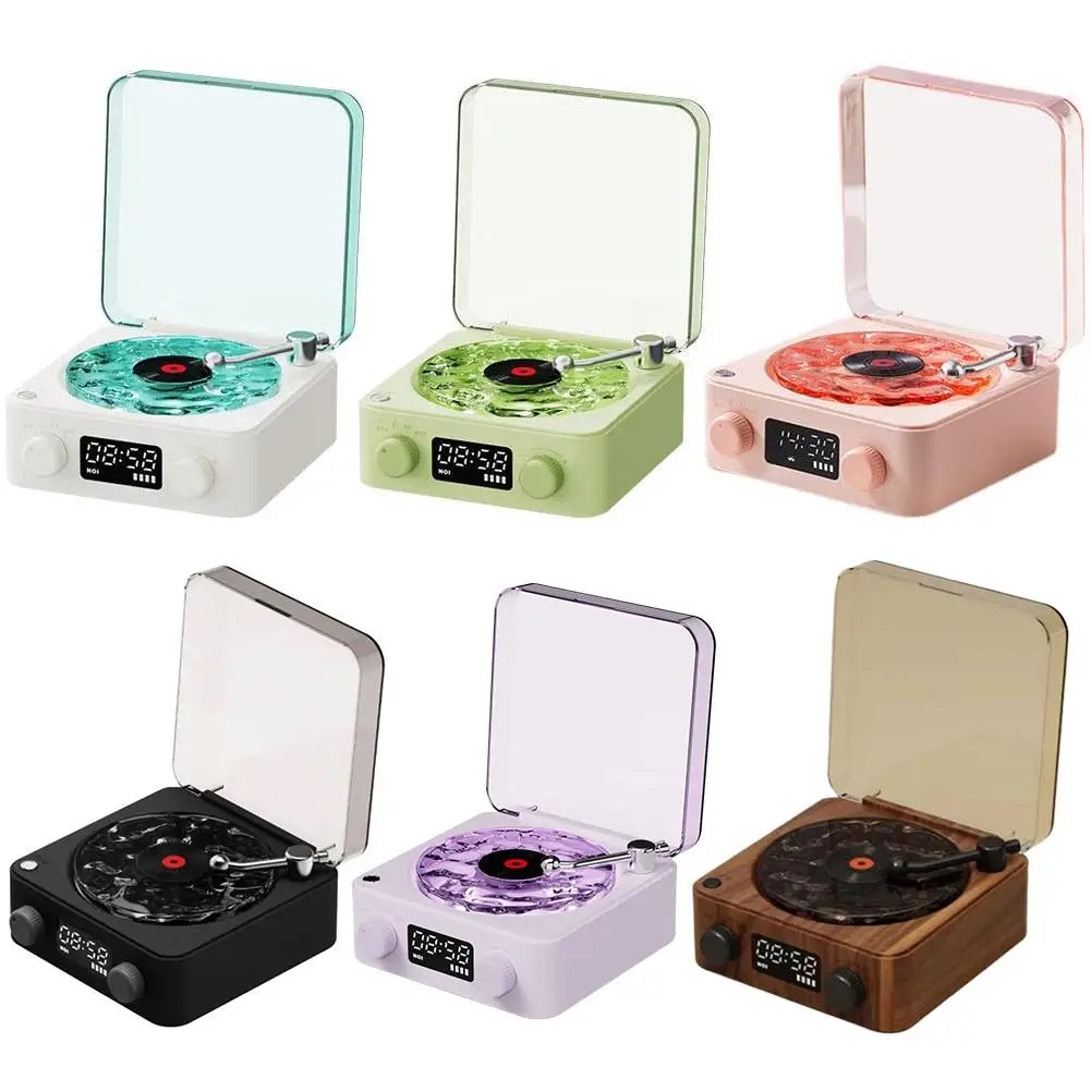 Retro Turntable Speaker With White Noise Wireless Bluetooth Vinyl Record Player Stereo Sound RGB Projection Lamp Effect ﻿