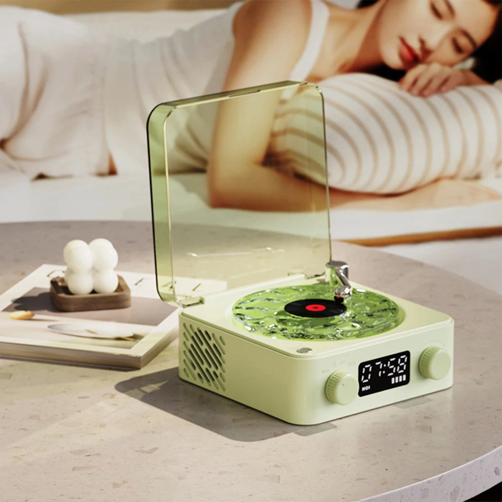 Vinyl Player Bluetooth Speaker with White Noise Retro Turntable Speaker Sleep Aid Speaker with RGB Light