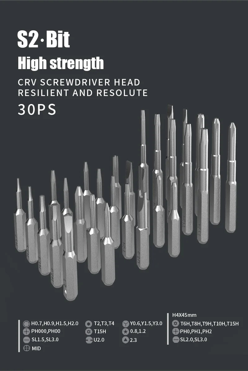 Mini Electric Screwdriver Set Magnetic Screwdriver with 30 Bits 5 Torque Settings Multi-Function Repair Power Tool Set Hand