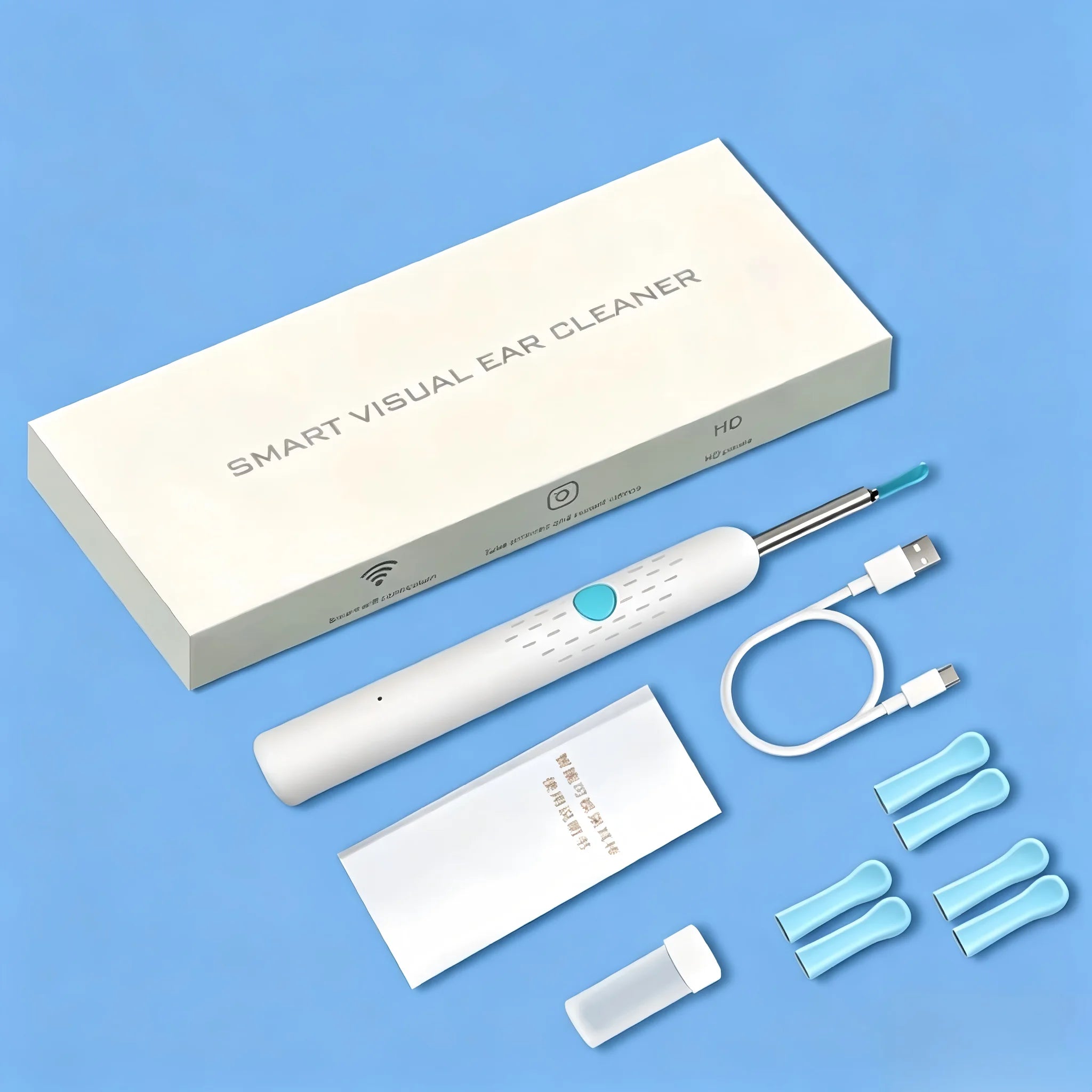 Wireless Visual Ear Cleaner with Camera Safe Ear Wax Removal Otoscope Kit with LED Light Silicone Tip Ear Cleaning Tool for Ho