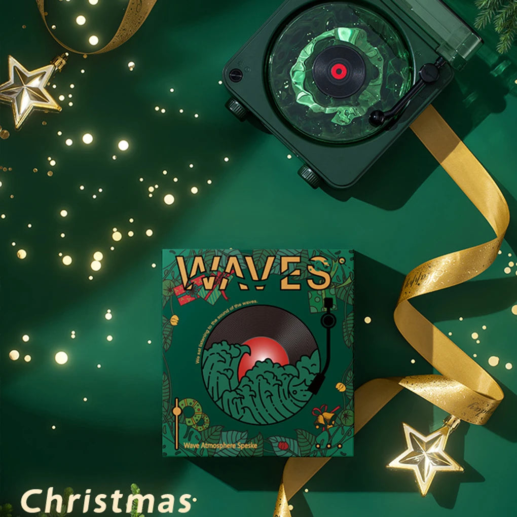 Vinyl Player Bluetooth Speaker with White Noise Retro Turntable Speaker Sleep Aid Speaker with RGB Light