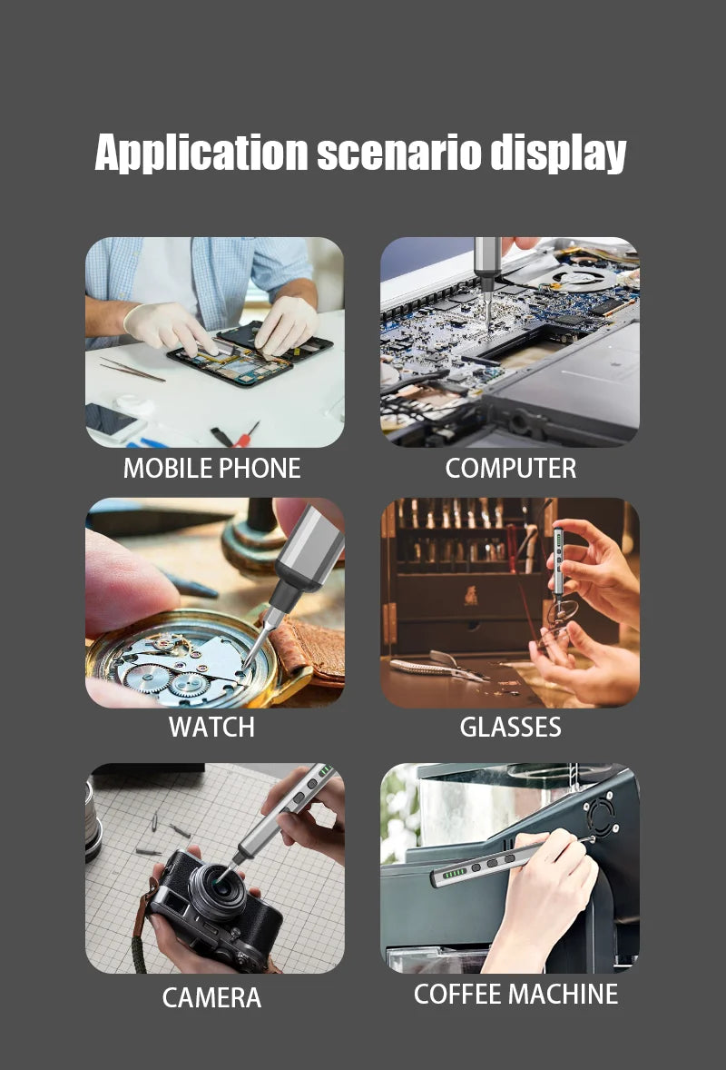 Mini Electric Screwdriver Set Magnetic Screwdriver with 30 Bits 5 Torque Settings Multi-Function Repair Power Tool Set Hand