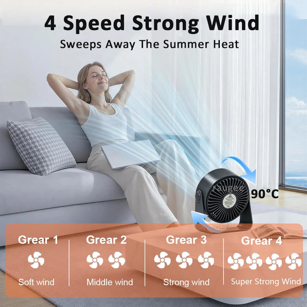 Mini Portable Desk Fan USB Table Fan Rotatable Hanging Wall Mount Fan With Digital Display Rechargeable Camping Desk Fan