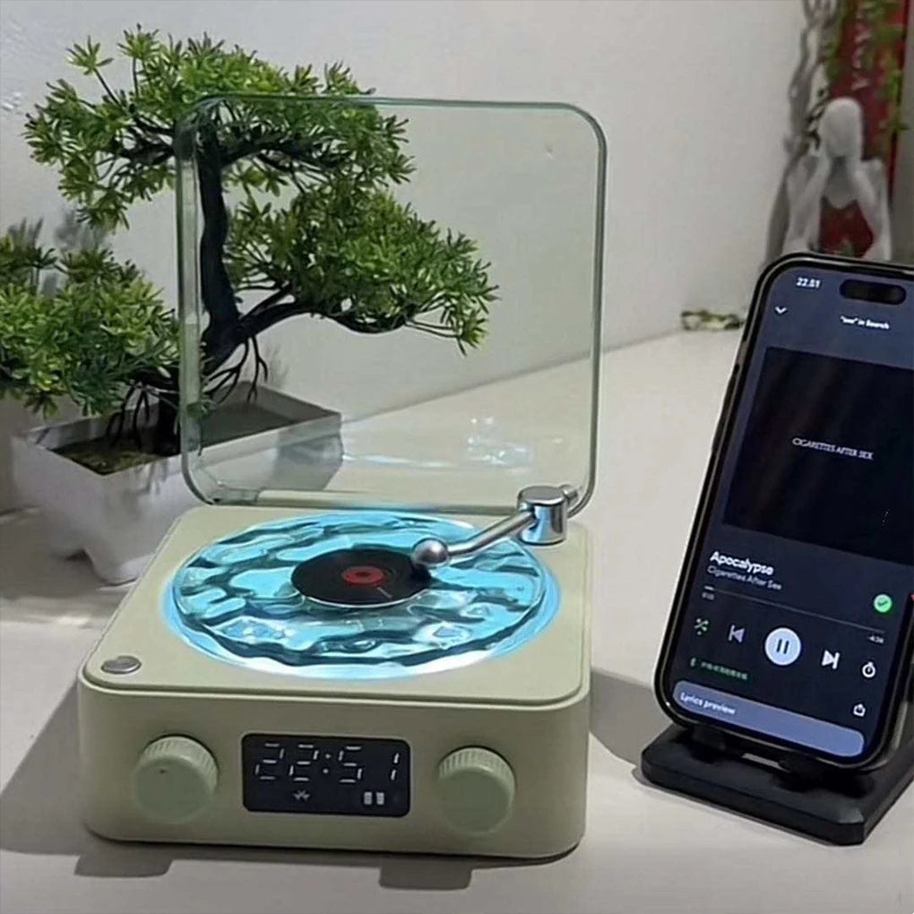 Vinyl Player Bluetooth Speaker with White Noise Retro Turntable Speaker Sleep Aid Speaker with RGB Light