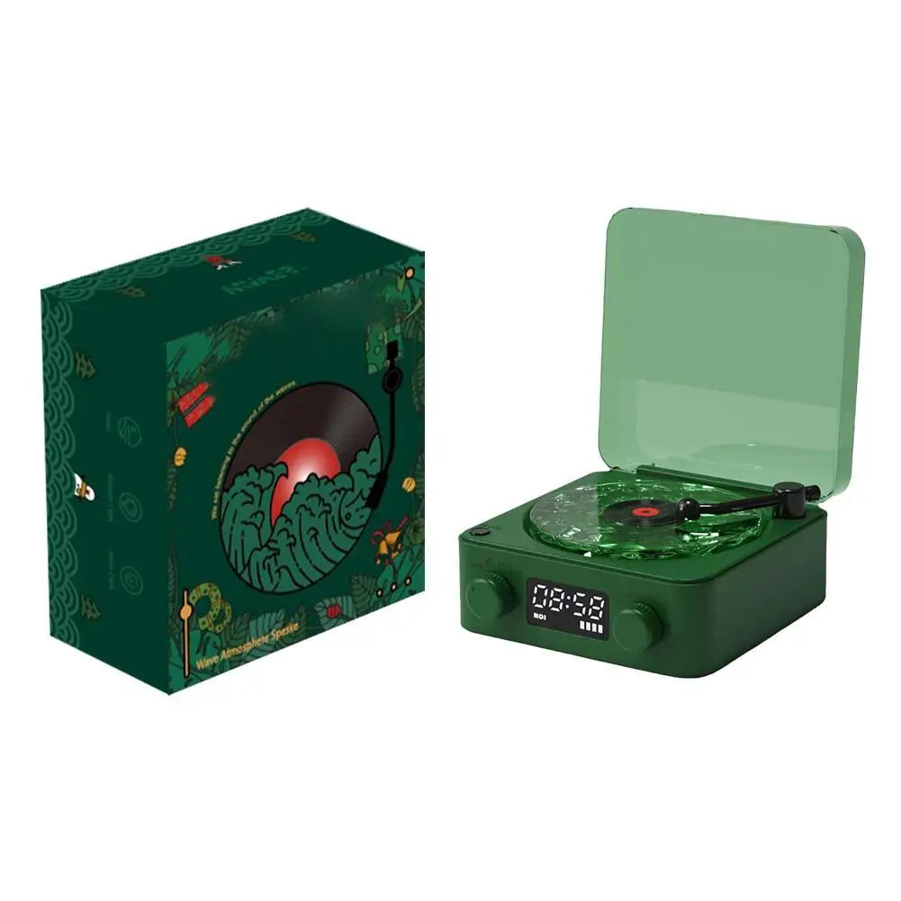 Retro Turntable Speaker With White Noise Wireless Bluetooth Vinyl Record Player Stereo Sound RGB Projection Lamp Effect ﻿