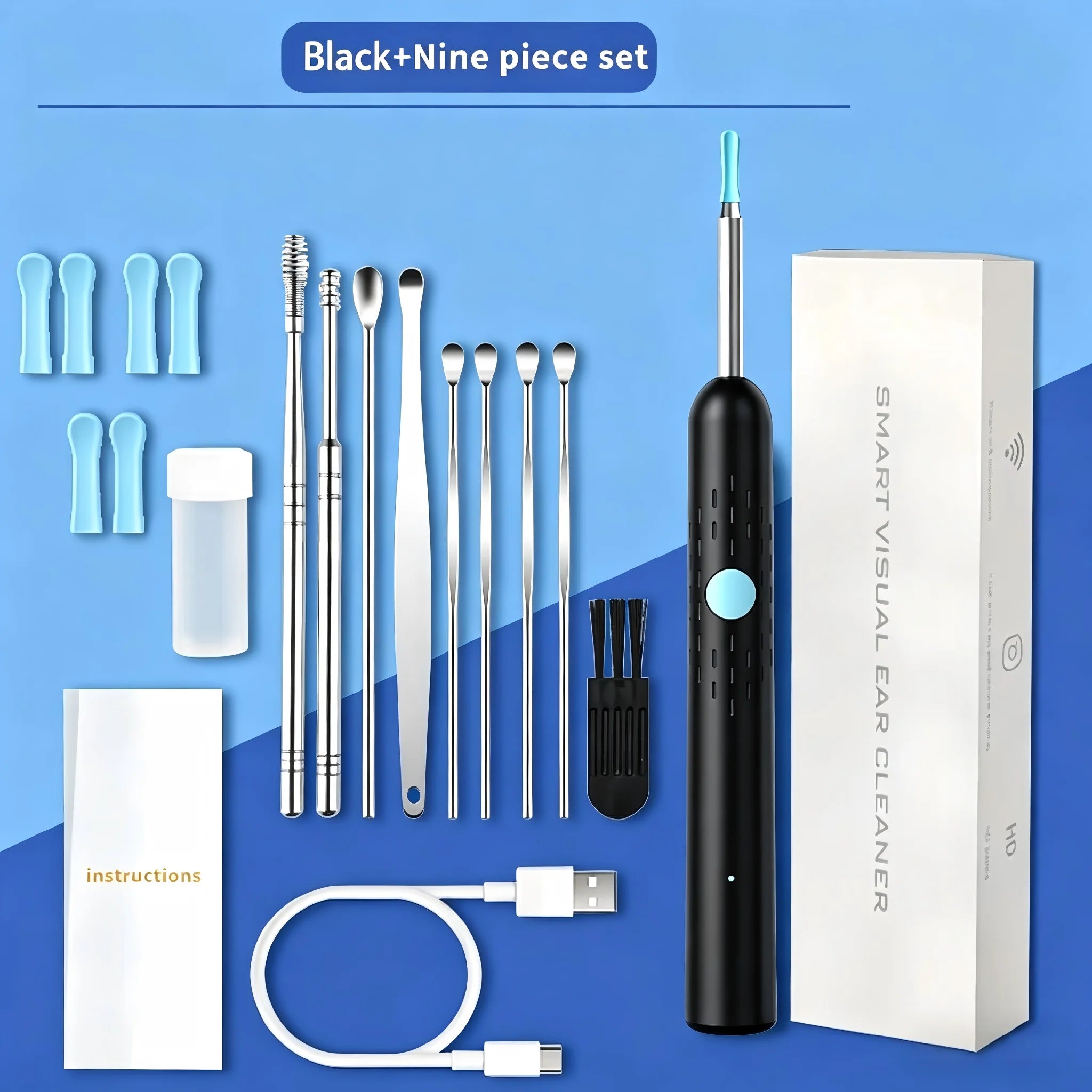 Wireless Visual Ear Cleaner with Camera Safe Ear Wax Removal Otoscope Kit with LED Light Silicone Tip Ear Cleaning Tool for Ho