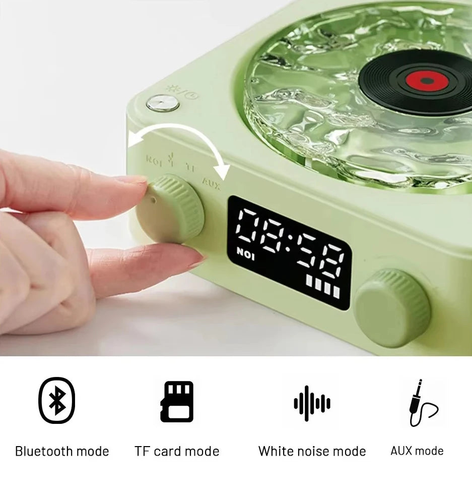 RGB Rhythm Light Waves Vinyl Player BT Speaker with White Noise Retro Turntable Speaker Sleep Aid Vitrola Shaped Speaker