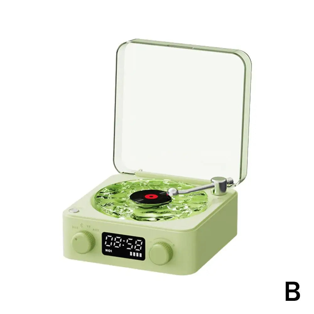 Retro Turntable Speaker With White Noise Wireless Bluetooth Vinyl Record Player Stereo Sound RGB Projection Lamp Effect ﻿
