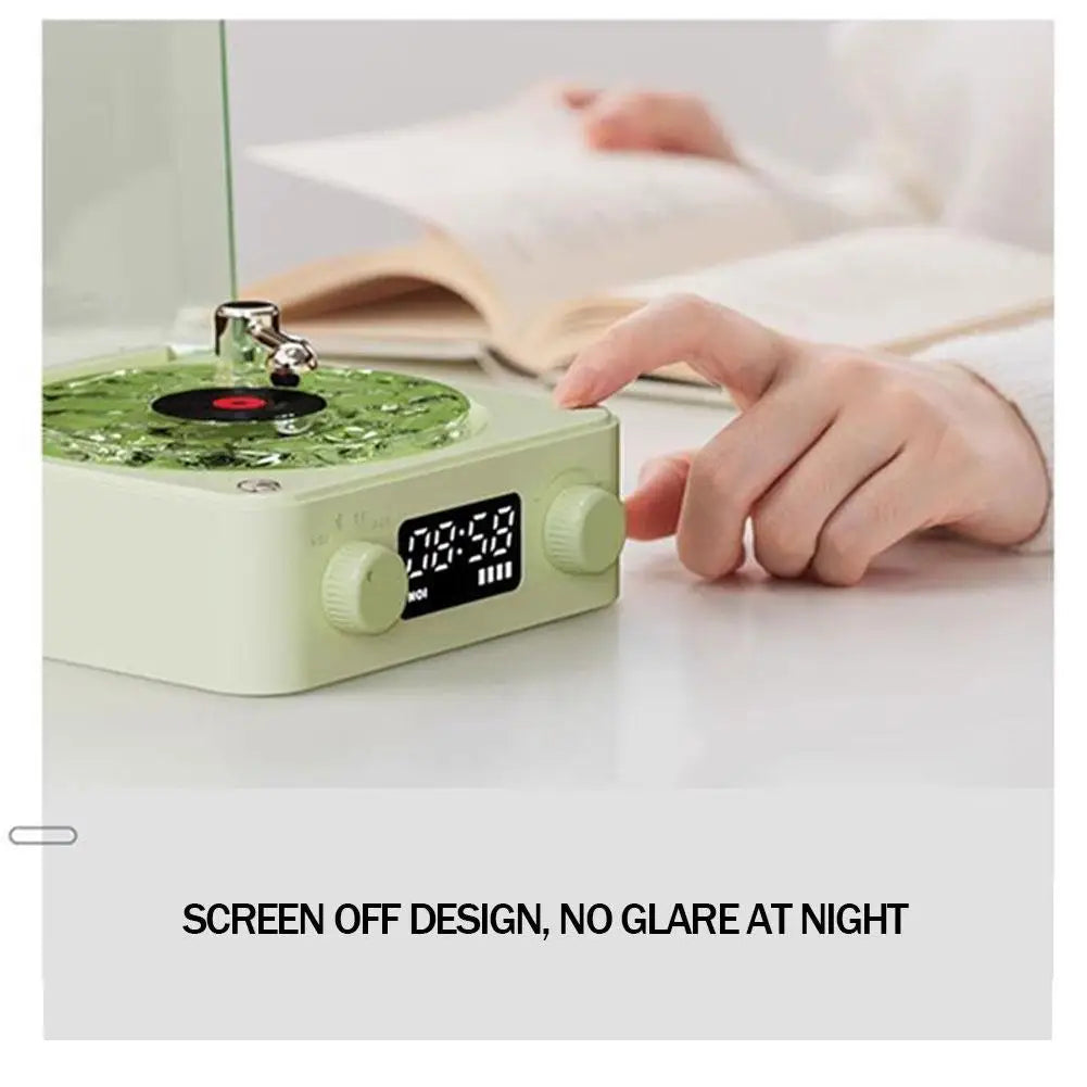 Retro Turntable Speaker With White Noise Wireless Bluetooth Vinyl Record Player Stereo Sound RGB Projection Lamp Effect ﻿