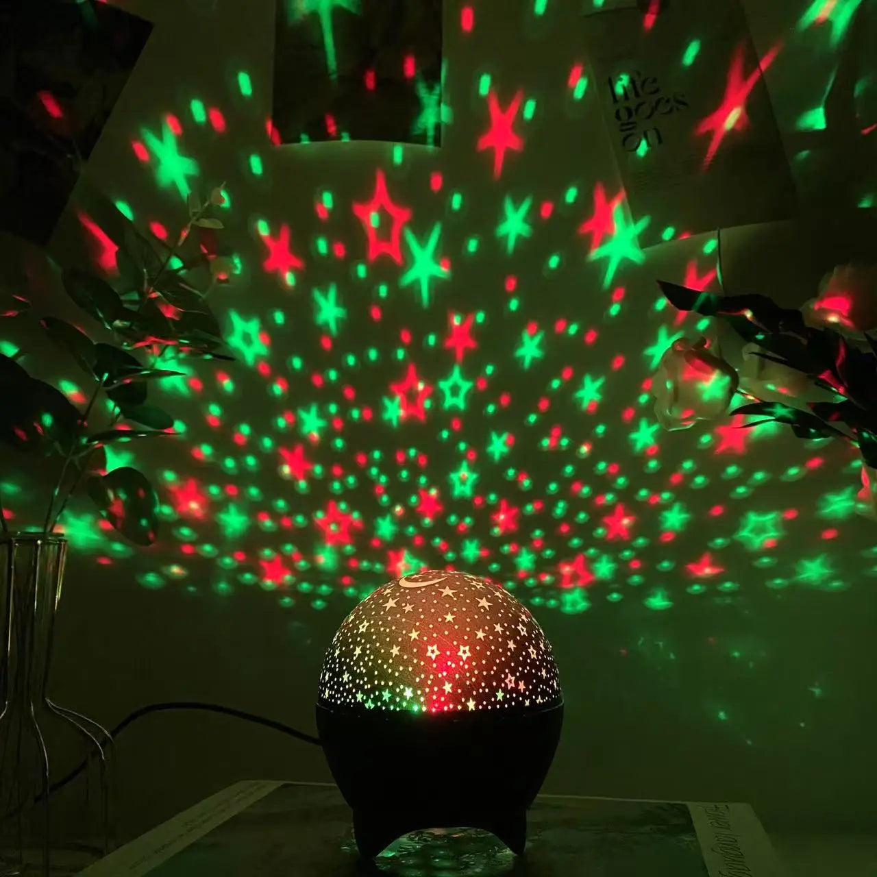 LED Starry Sky Projector Light Stars and Moon Projection 7 Modes Night Light USB Powered for Kids Room Party Decor Holiday Gifts