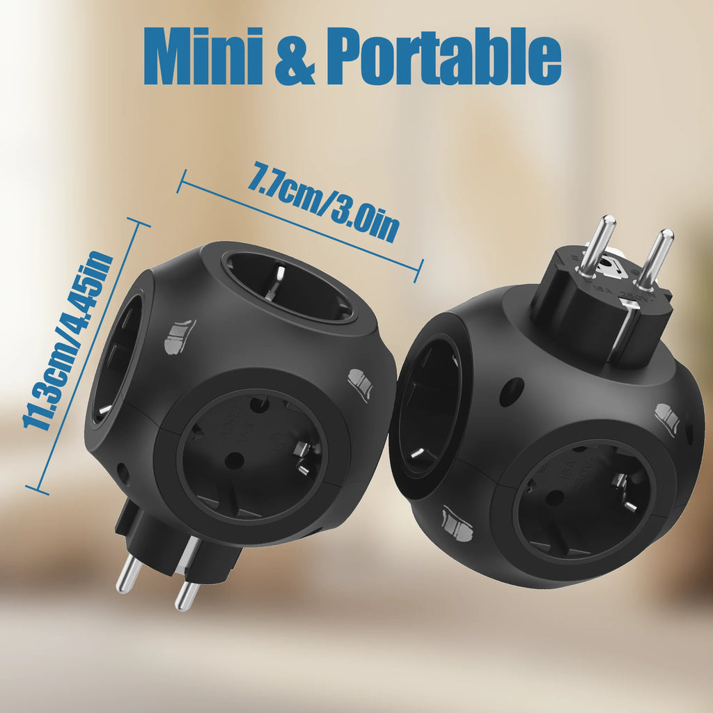4000W EU Plug Wall Mounted Power Strip 5AC European Standard Outlet Expander Suitable For Bedroom, living room, Outdoor Etc